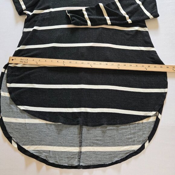 Lane Bryant Black White Rayon Horizontal Stripe High Low 3/4 Sleeve Top Sz 18/20 - Picture 11 of 15